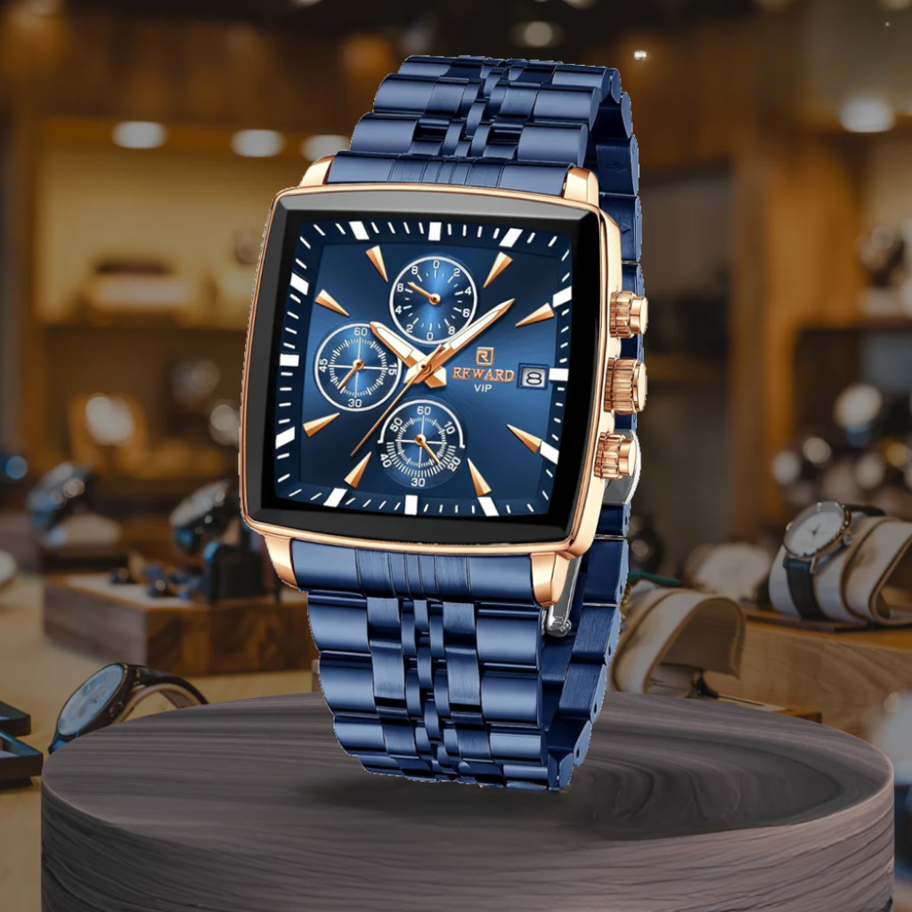 アキオ | メンズ 長方形ラグジュアリークォーツウォッチ | 47mm